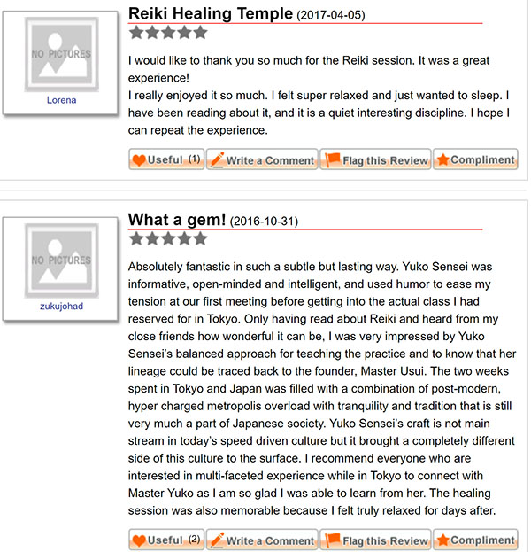Feedback from my Reiki clients