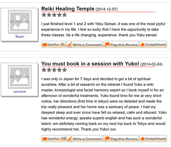 Feedback from my Reiki clients
