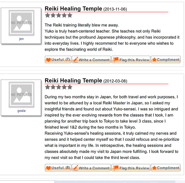 Feedback from my Reiki clients